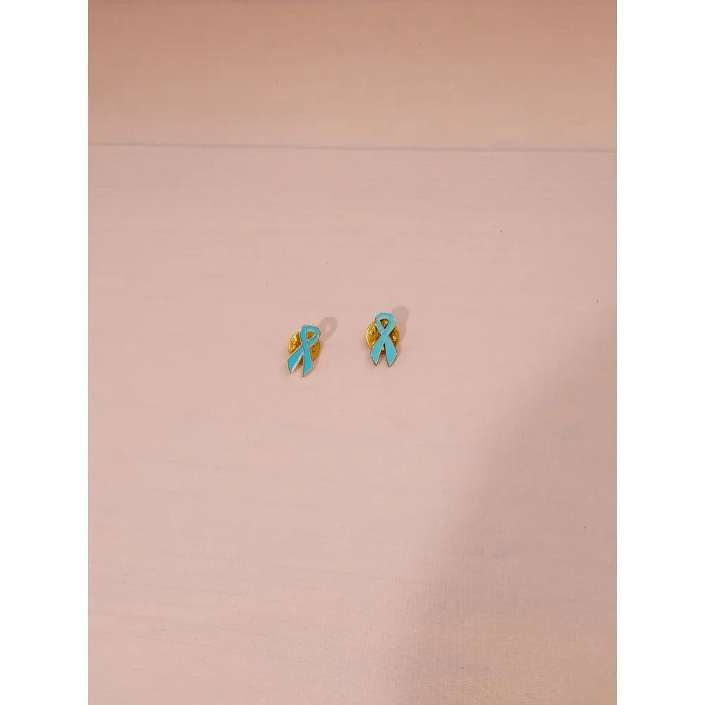 2 - Vintage Light Blue‎ Awareness Ribbon Collectible Lapel Hat Pin